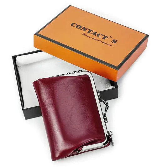 Mandotos authentic leather ladies' wallet with multiple card slots and a sleek design, made from high-quality genuine leather.