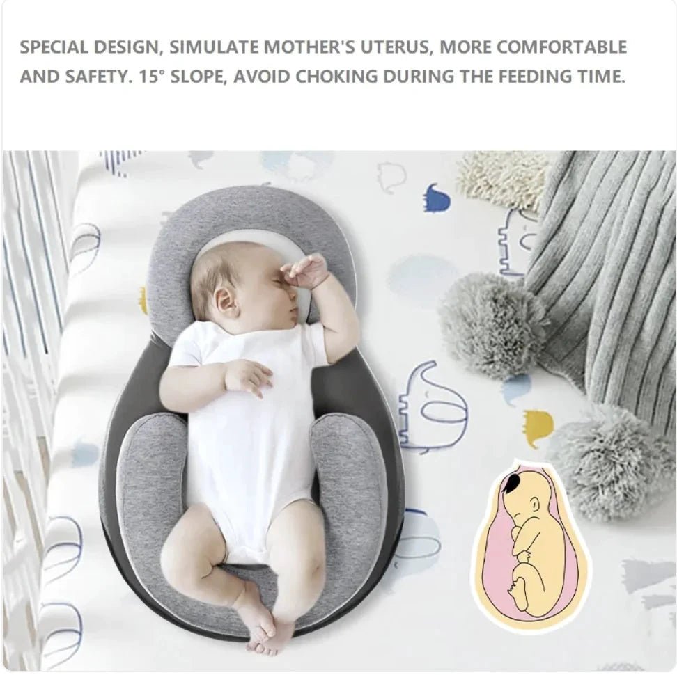 Mandotos baby anti-spit up pillow with soft fabric and ergonomic design for comfortable feeding and reflux relief.