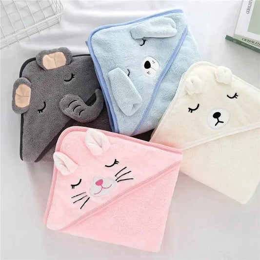 Mandotos baby hooded bath towel with cartoon animal design, soft towel blanket and toddler bathrobe for boys and girls.