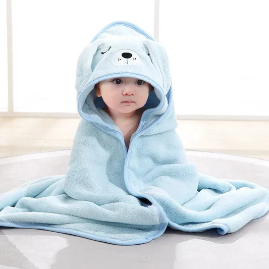 Mandotos baby hooded bath towel with cartoon animal design, soft, warm towel blanket for newborns and toddlers, boys and girls.
