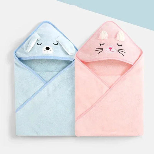 Mandotos baby hooded bath towel with cartoon animal design, soft towel blanket for newborns and toddlers, warm swaddle wrap for boys and girls.