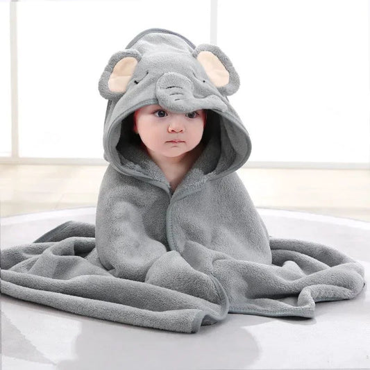 Mandotos baby hooded bath towel with cartoon animal design, soft towel blanket and toddler bathrobe for boys and girls.