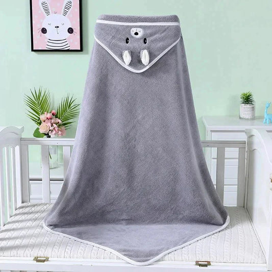 Mandotos baby hooded bath towel with cartoon animal print, soft and warm swaddle blanket for newborns and toddlers, boys and girls.