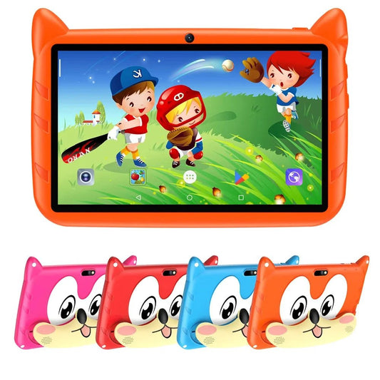 Mandotos BDF 7-inch Android 13 kid tablet with dual cameras, 4GB RAM, 64GB storage, 1TB expansion, and 5G WiFi.
