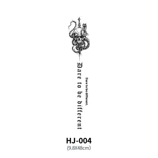 Mandotos botanical spine tattoo decal featuring intricate floral and leaf design for body art or temporary tattoo application.