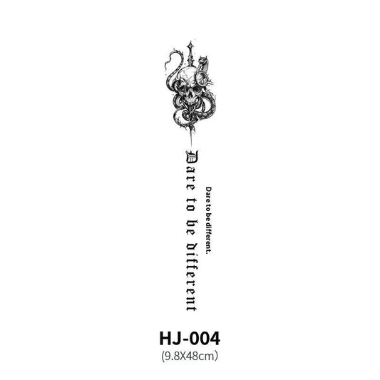 Mandotos botanical spine tattoo decal featuring intricate floral and leaf design for body art or temporary tattoo application.