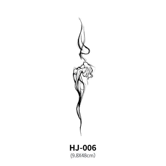 Mandotos botanical spine tattoo decal featuring intricate floral designs on a transparent adhesive sheet.