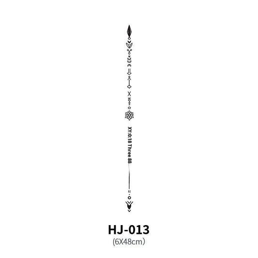 Mandotos botanical spine tattoo decal featuring intricate floral and leaf designs for body art or temporary tattoo use.