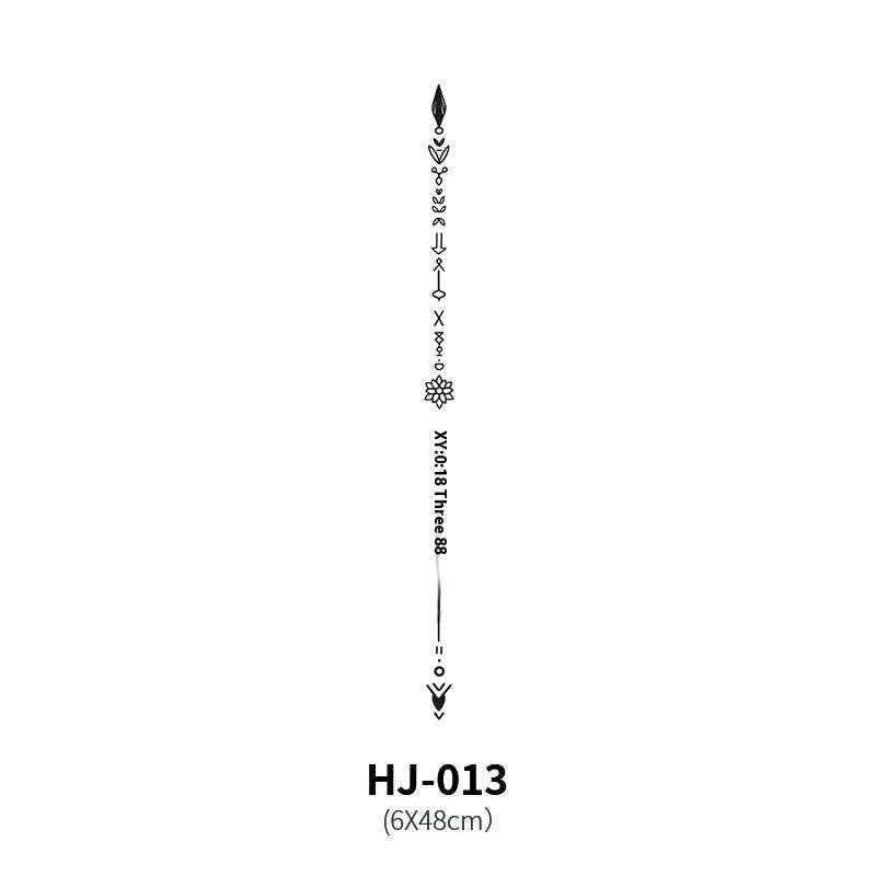 Mandotos botanical spine tattoo decal featuring intricate floral and leaf designs for body art or temporary tattoo use.