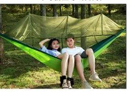 Mandotos Bug-Free Camp Hammock with mosquito protection, designed for outdoor relaxation for two people.