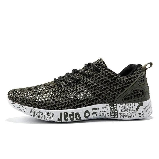 Mandotos men's casual breathable sneakers with hollow lace design, lightweight board shoes for everyday wear