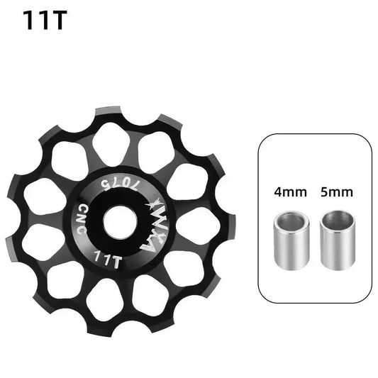 Mandotos ceramic bicycle rear derailleur guide wheel with bearing axis adapter, jockey wheel, 10T-17T for smooth shifting.