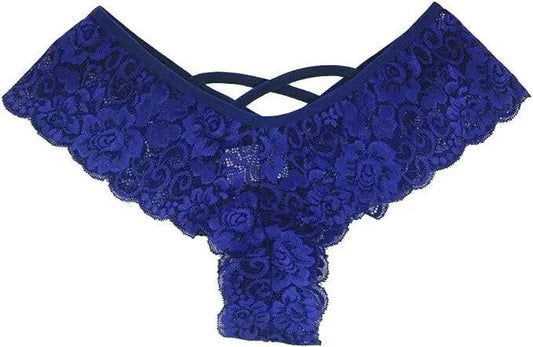 Set of four lace G-string panties for women by MANDOTOS, featuring stylish and comfortable design in various colors.