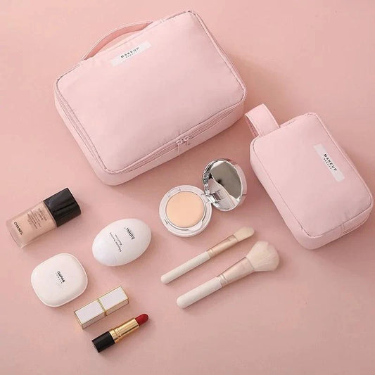 Mandotos Chic Beauty Bag Organizer with multiple compartments and sleek design for storing cosmetics and toiletries.