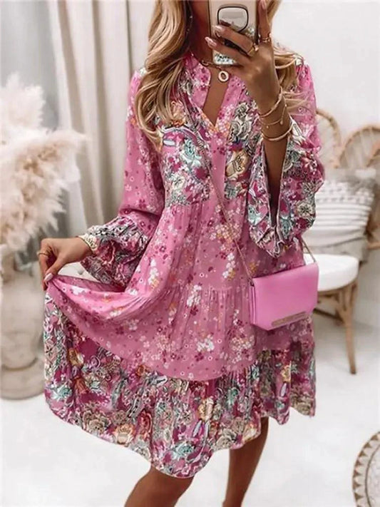 Mandotos chic pleated long sleeve dress featuring a flowy silhouette and elegant design, perfect for stylish occasions.