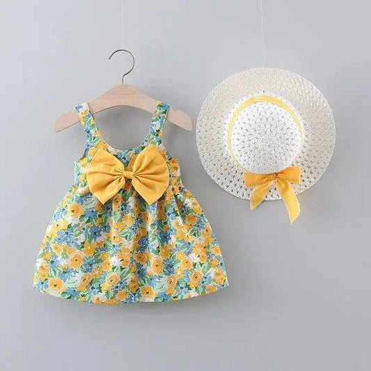 Chic toddler girl summer duo dresses by MANDOTOS featuring colorful, lightweight fabrics perfect for warm weather.