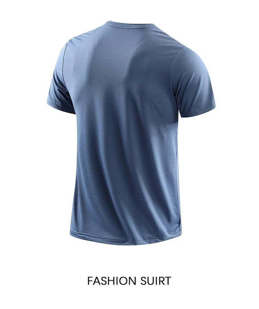 Mandotos men's quick dry running T-shirt in size M, breathable outdoor sports tee ideal for hiking, fishing, and summer activities.