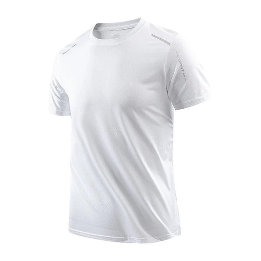 Mandotos men's quick dry running t-shirt in size M, breathable outdoor sports tee ideal for hiking, fishing, and summer activities.
