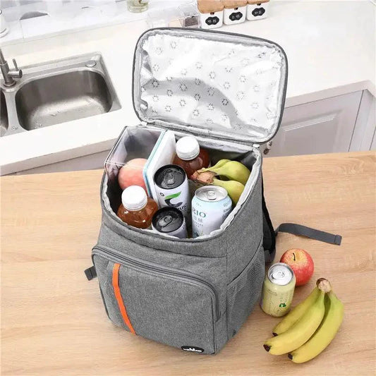 Mandotos compact thermal meal carrier showing insulated exterior and carrying handle for hot or cold food transport.