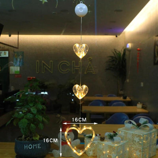 Mandotos Christmas 3-piece LED star hanging lights with suction cups, battery-powered home decor decoration.