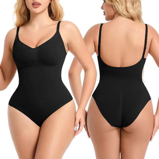 Mandotos seamless boyshorts shapewear bodysuit with slimming and sculpting features, designed for plus size women.