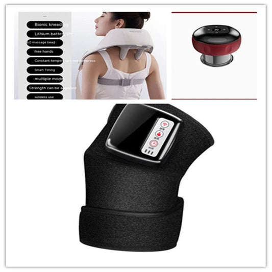 Mandotos electric infrared knee massager with adjustable heat and compression for joint and muscle relief, portable design.