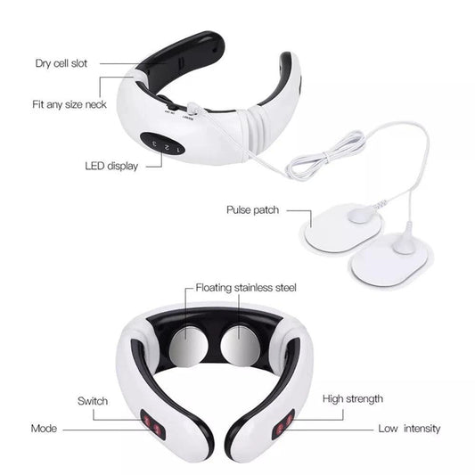 Mandotos electric TENS pulse neck massager with magnetic therapy for muscle relief and pain relief.