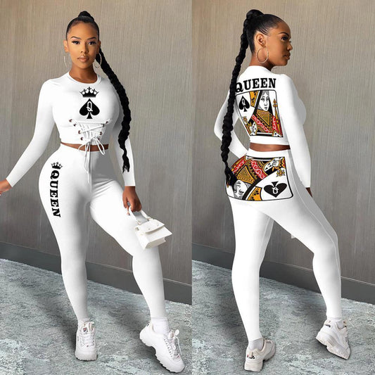 Mandotos Explosive Spades Q Poker Queen two-piece set featuring playing cards with spade and queen symbols on a white background