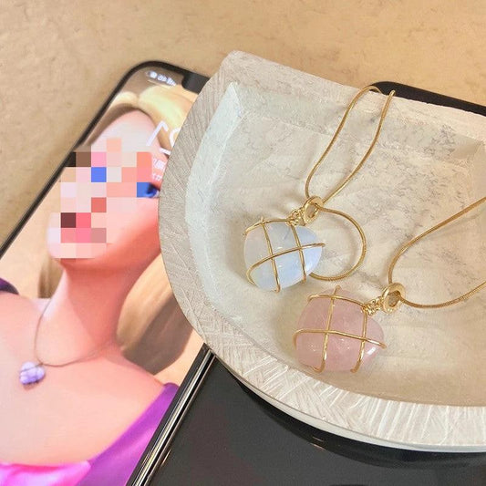 Mandotos fashion moonstone necklace featuring a cartoon princess love girl jewelry design, perfect for whimsical accessories.