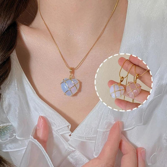 Mandotos fashion moonstone necklace featuring a cartoon princess love girl design, stylish jewelry for girls and women.