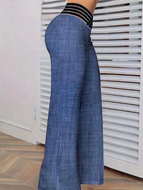 Girls' solid color high waist slimming home pants by MANDOTOS, featuring hollow design and versatile comfortable fit.