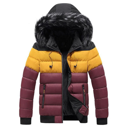 Mandotos heated splicing down jacket with a stylish design, featuring quilted pattern and insulated warmth for winter wear.
