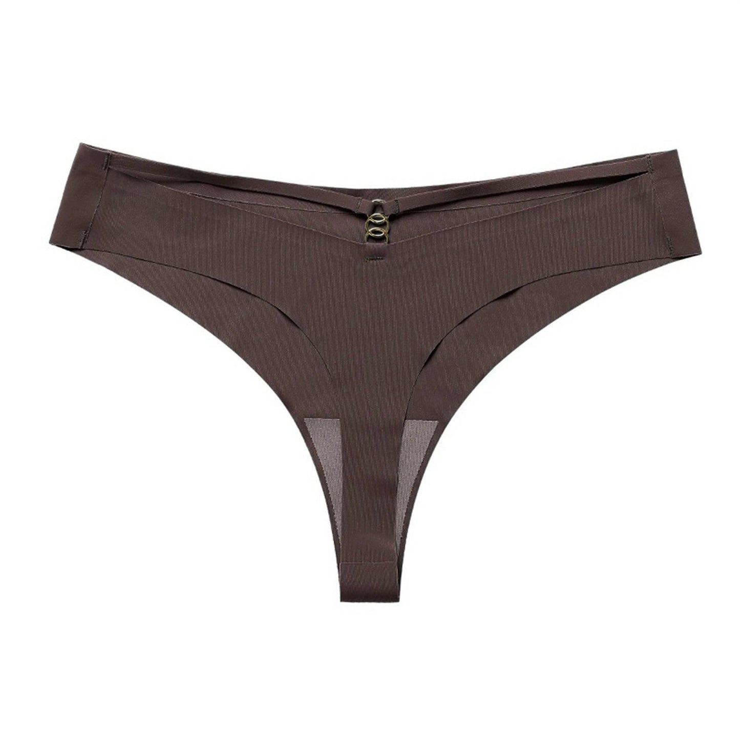Mandotos Ice Silk G-String Thong Set for Women, seamless low-waist design with hollow-out T-back, confident and sexy lingerie.