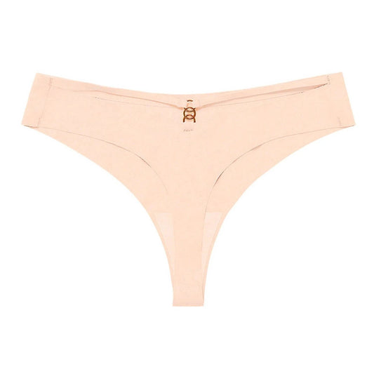 Mandotos Ice Silk G-String Thong Set for Women, seamless low-waist lingerie with hollow-out T-back design, confidently sexy.