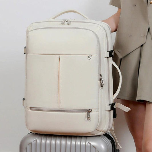 Large capacity MANDOTOS backpack with multiple pockets, ideal for computer travel and everyday use.