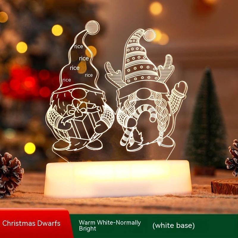Mandotos Christmas 3D LED acrylic night light ornament with festive holiday design, ideal for kids' holiday decor or gift.