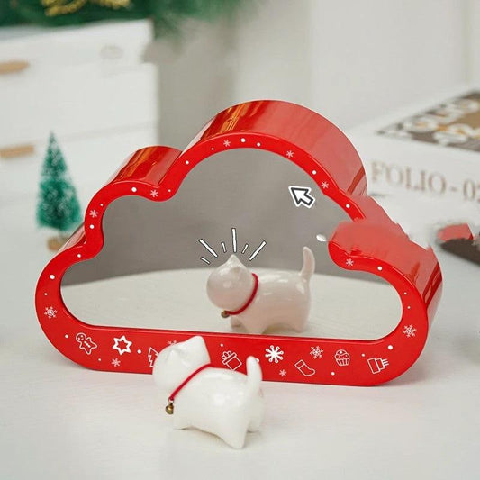 Mandotos Christmas Cloud Night Lamp with LED lights and mirror frame, assembled from building blocks, perfect for festive decor.