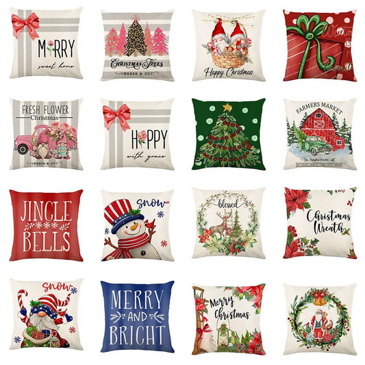 Mandotos Christmas pillow cover featuring snowflake stamping design, festive holiday decor for sofa or bed.