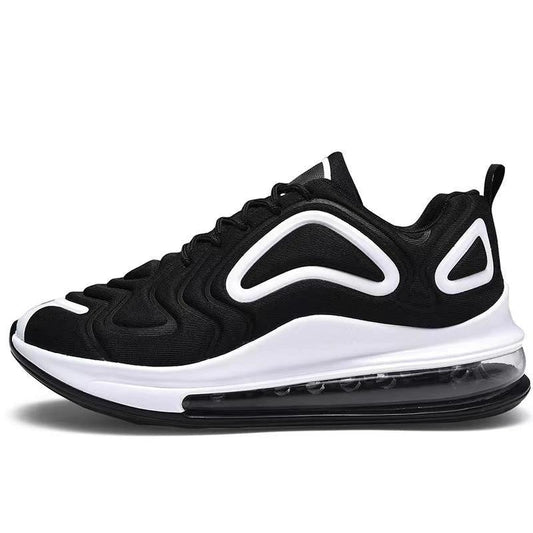 Mandotos men's casual black air cushion sneakers with breathable lace-up design, ideal for outdoor running and sports.
