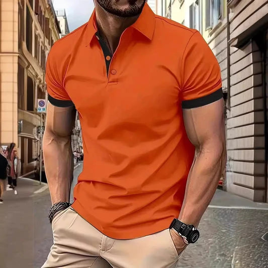 Mandotos men's short sleeve business polo shirt, casual summer shirt with a classic fit and breathable fabric.