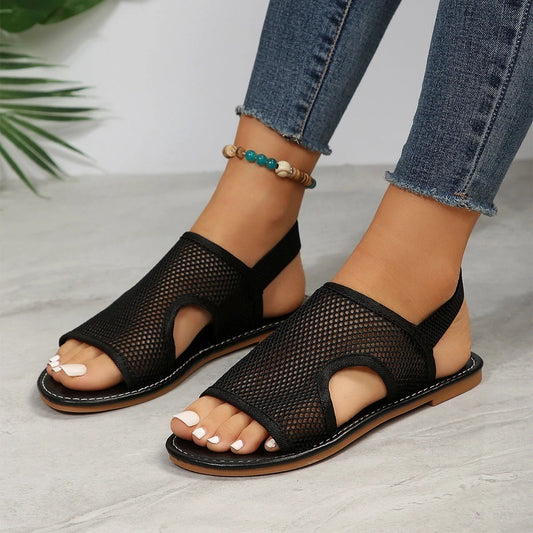 Mandotos mesh summer sandals for women and men, casual breathable flat shoes ideal for beach and outdoor wear.