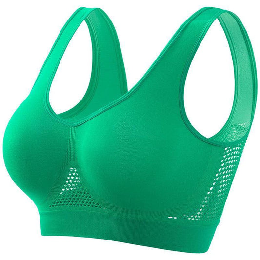 Plus size women's push-up sports bra by MANDOTOS, ideal for running and yoga, with supportive design and comfortable fit.