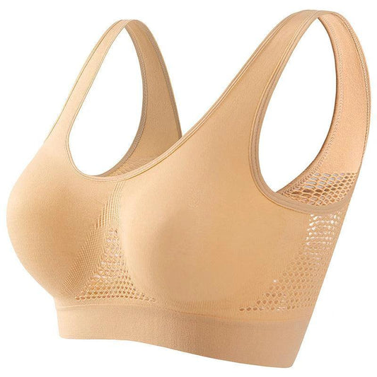 Plus size women's push-up sports bra by MANDOTOS, ideal for running and yoga, with supportive design and comfortable fit.