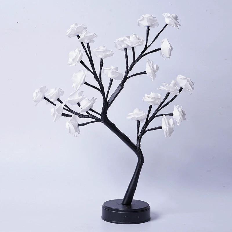 Mandotos rose flower tree table lamp with USB fairy night light, decorative desk lamp for cozy ambiance.