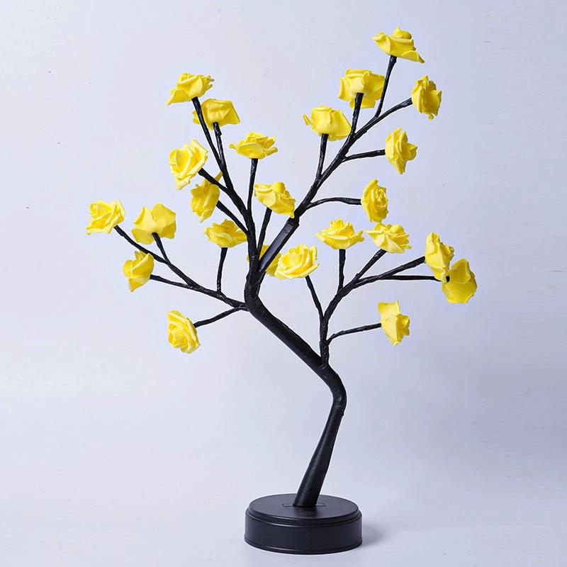 Mandotos Rose Flower Tree Table Lamp with USB fairy night light, decorative desk lamp for cozy lighting.