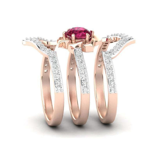Rose gold flower ring from MANDOTOS, featuring an elegant design suitable for engagement or wedding band sets.
