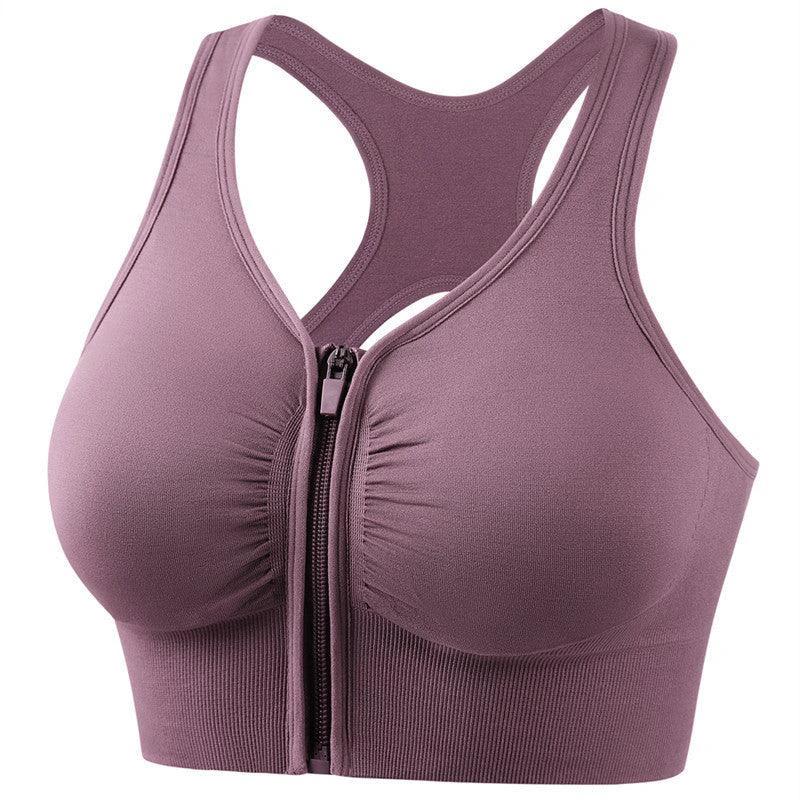 Mandotos shockproof plus size running and yoga sports bra with push-up support, designed for comfort during fitness activities.