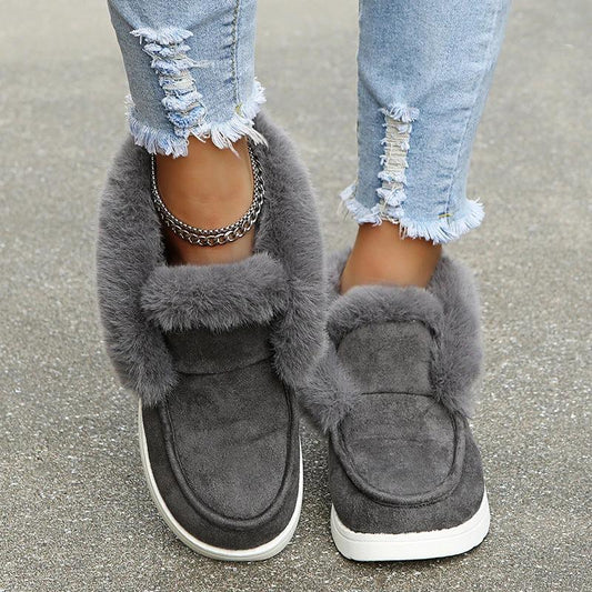 Mandotos women's snow boots with plush fur, warm winter ankle shoes designed for cold weather and snowy conditions.