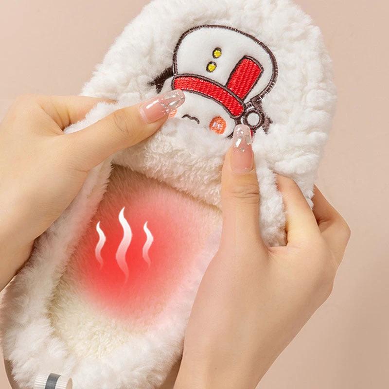 Comfortable snowman slippers by MANDOTOS featuring plush material and anti-slip soles for cozy winter home wear.