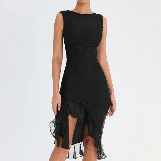Mandotos summer slim sleeveless women's dress, perfect for parties and club events, showcasing a stylish, fitted design.